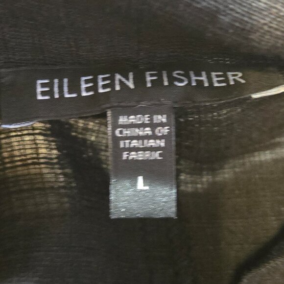 Eileen Fisher Open Cardigan Womens Large Italian Fabric Linen Blend Black EUC - Picture 6 of 9